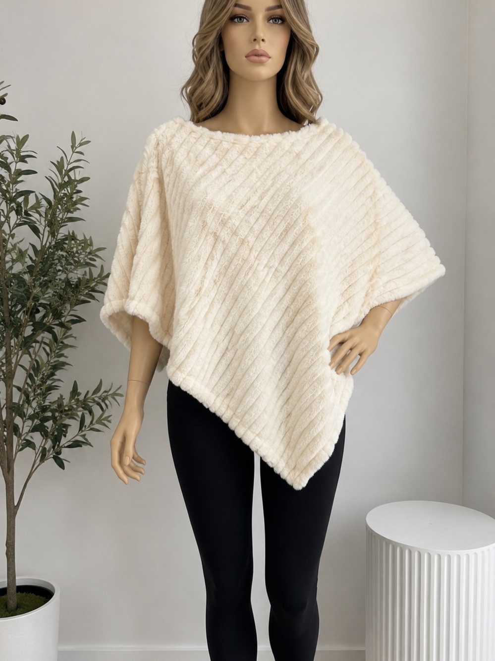 Black Rivet Cream Ribbed Off-the-Shoulder Sweater